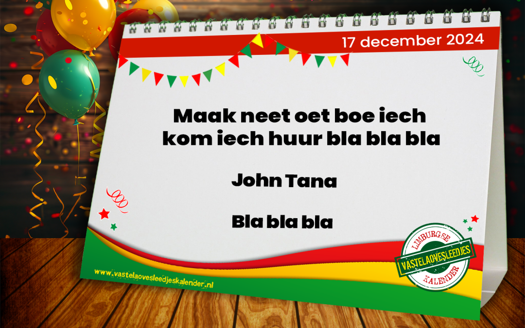 Maak neet oet boe iech kom iech huur bla bla bla