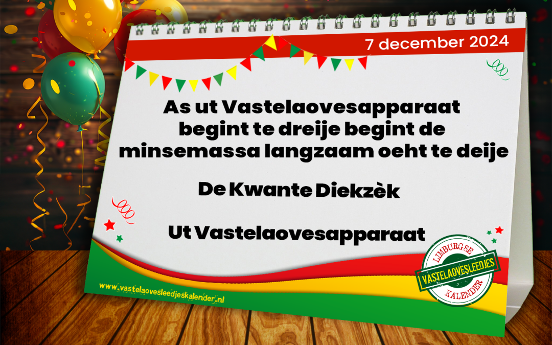 As ut Vastelaovesapparaat begint te dreije begint de minsemassa langzaam oeht te deije