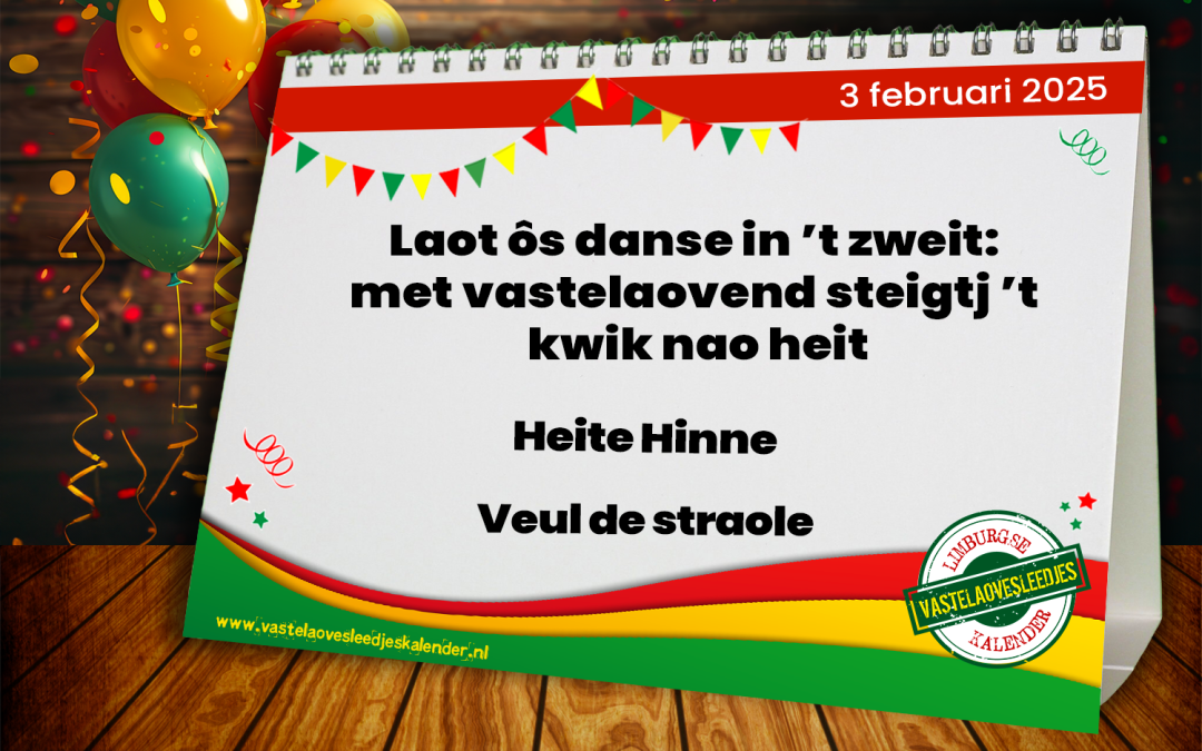 Laot ôs danse in ’t zweit: met vastelaovend steigtj ’t kwik nao heit