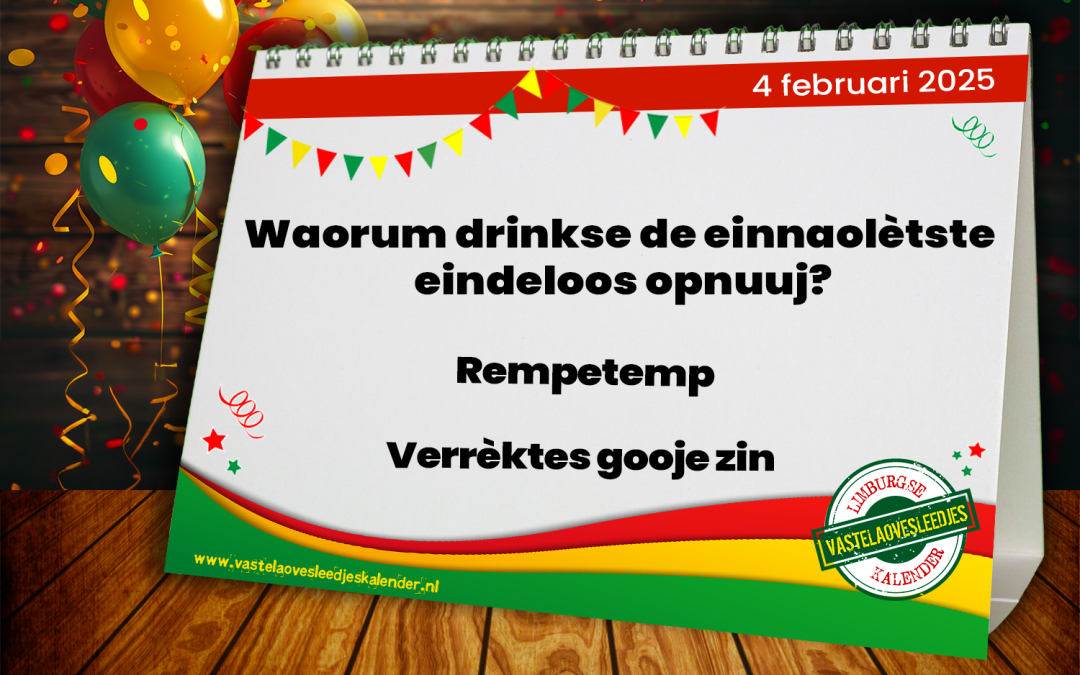 Waorum drinkse de einnaolètste eindeloos opnuuj?