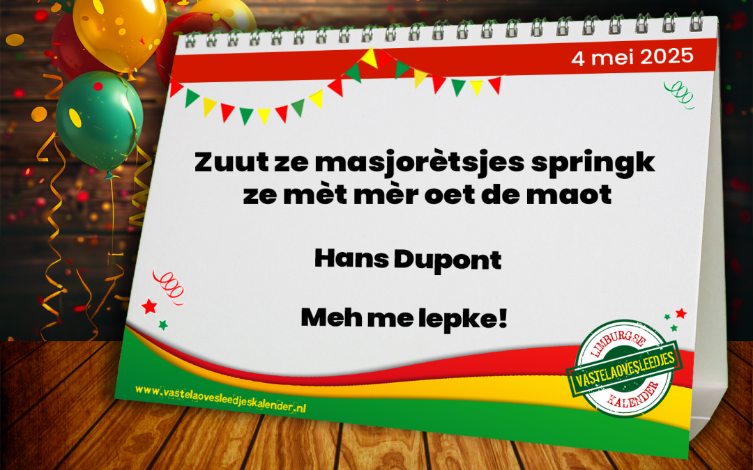 Zuut ze masjorètsjes springk ze mèt mèr oet de maot
