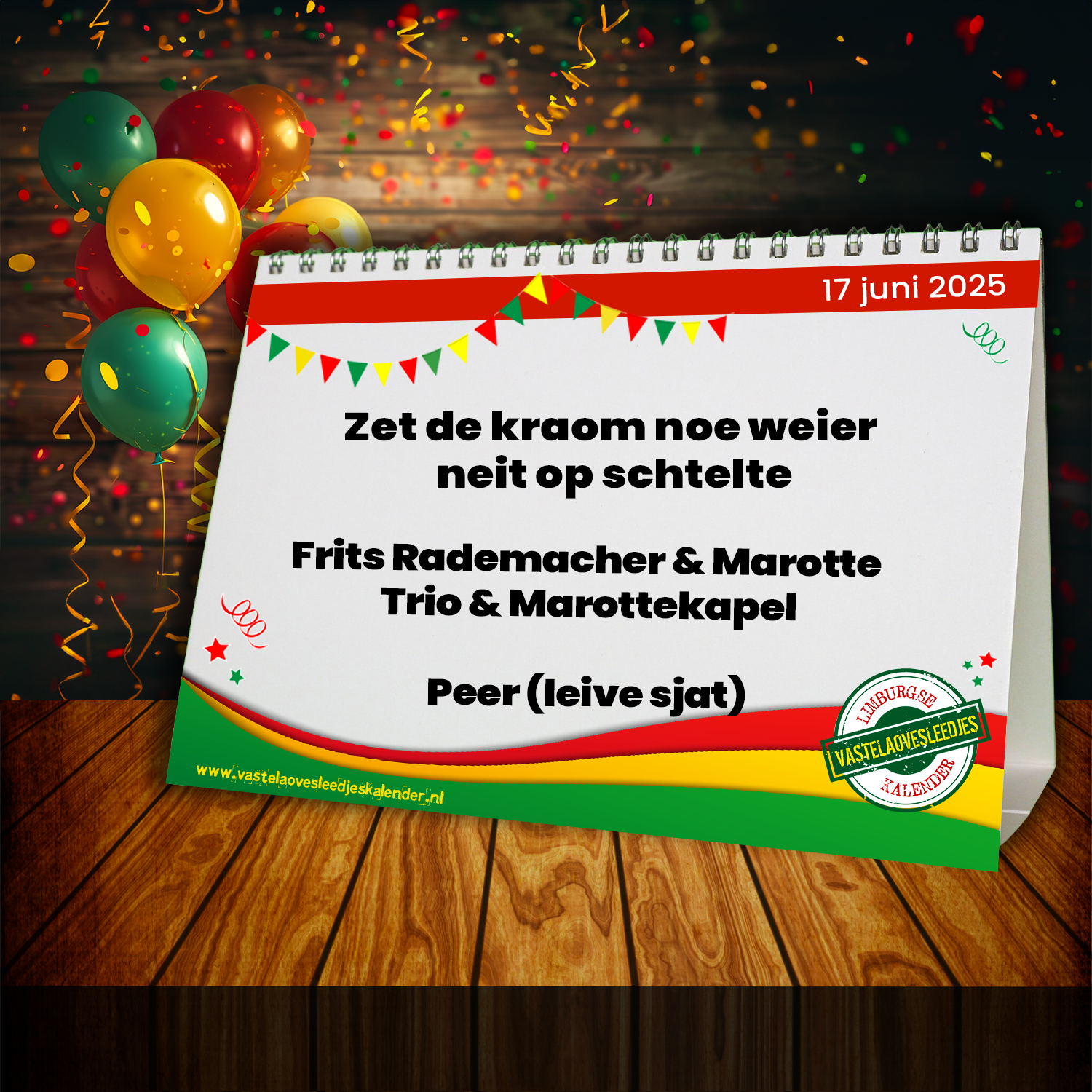 Zet de kraom noe weier neit op schtelte