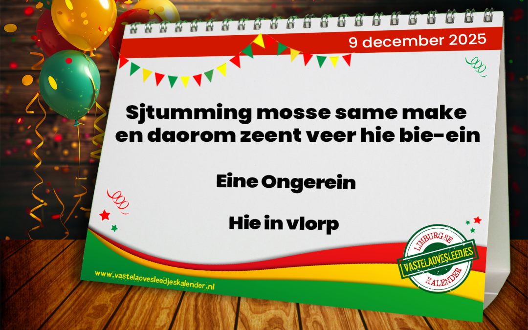 Sjtumming mosse same make en daorom zeent veer hie bie-ein