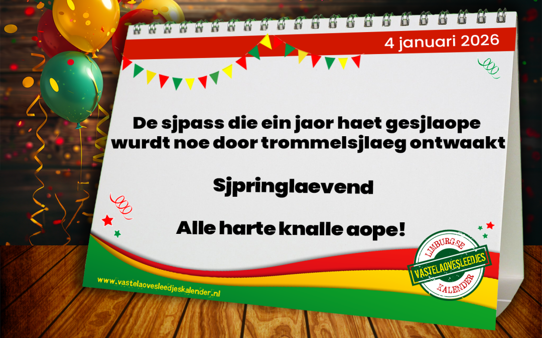De sjpass die ein jaor haet gesjlaope wurdt noe door trommelsjlaeg ontwaakt