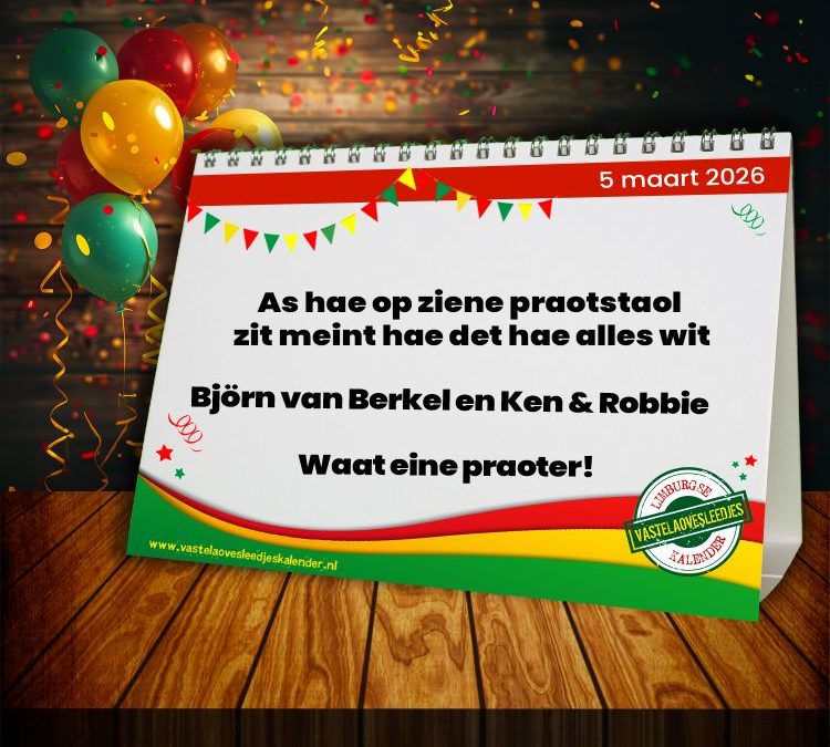 As hae op ziene praotstaol zit meint hae det hae alles wit